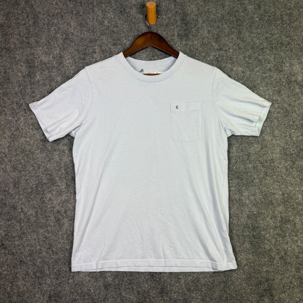 Criquet Pocket T-Shirt Mens Medium Blue Pima Cotton Short Sleeve Logo Tee